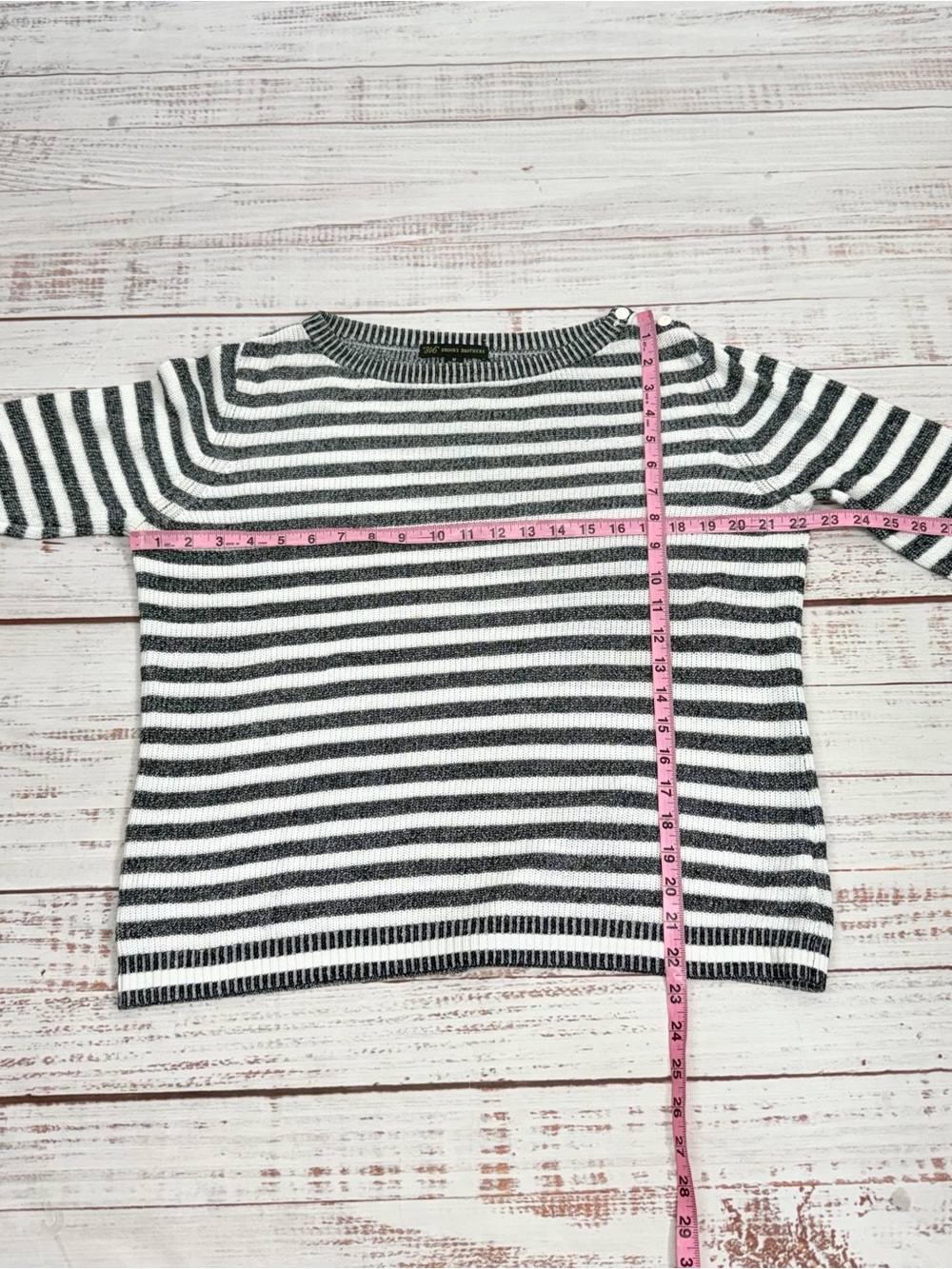 Brooks Brother 346 Women’s Medium Navy Blue White Striped Boatneck Sweater - Picture 8 of 10